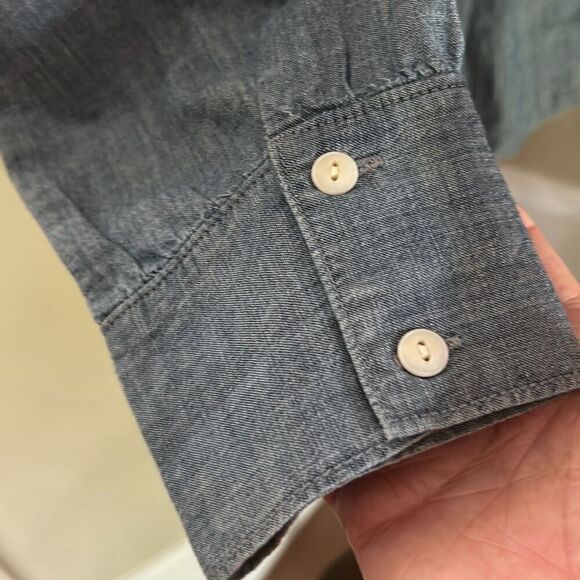 MADEWELL Chambray Ruffled Blouse NWOT - Picture 7 of 7